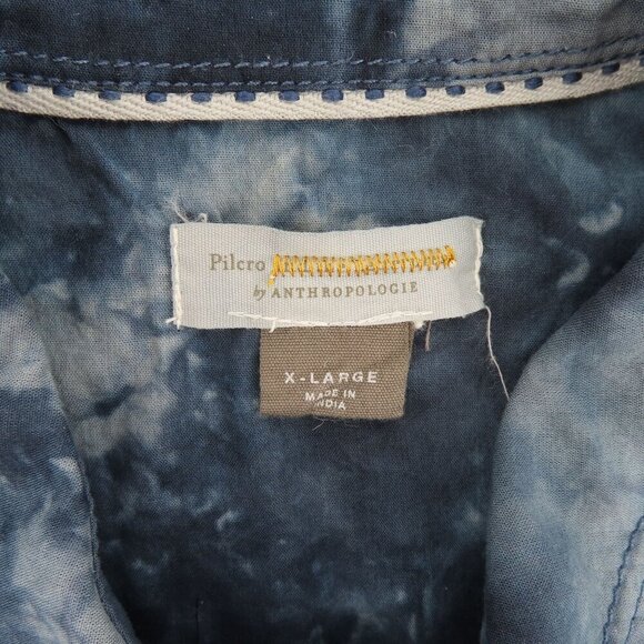 Pilcro Women Extra Large XL Blue Tie Dye Long Sleeve Button Collared Shirt Top - Picture 7 of 11
